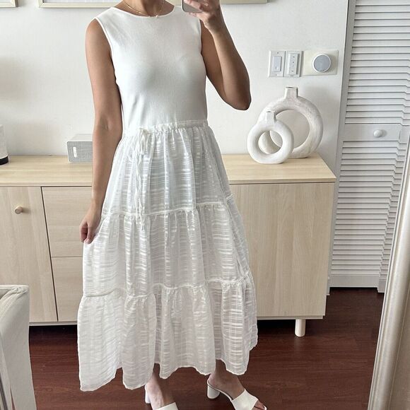 NWT Ted Baker Dress Womens US 6‎ Slip Midi Tiered Fit & Flare Elegant Old Money - Picture 2 of 14